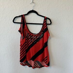 Charlotte Russe Red and Black Embellished Tank Top